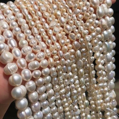 Real Natural Pearls Beads Freshwater Pearl Bead Loose Round Rice Shape Perles For DIY Craft Bracelet Necklace Jewelry Making 15"