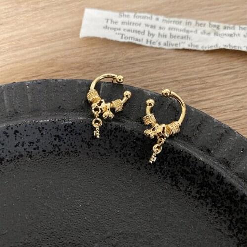 PERMIH New Womens Earrings Geometric Statement Gold Metal Earrings For Women Fashion Chic Small Lock Female Earrings 2021 Trend
