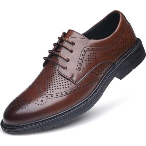 New Casual Lace-Up Business Dress Trend Business Formal Shoes Breathable Bullock Men Shoes