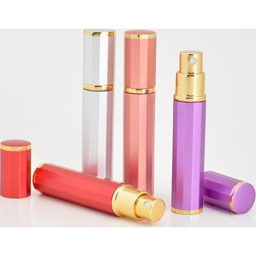 New Style 8ML Portable Glass Refillable Perfume With Atomizer Empty Aluminum Parfum Case 200pcs by DHL