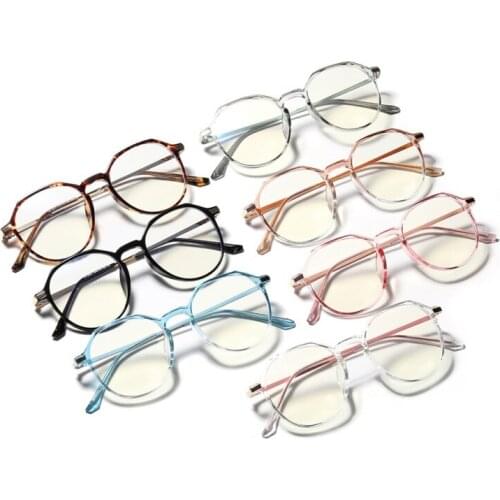 2021 Fashion Art Korean Style Wild Retro Round Frame TR90 Anti-Blue Light Flat Mirror Glasses Eyewear Blue Light Blocking Glass
