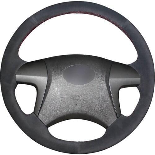 Hand-stitched Black Suede Car Steering Wheel Cover for Toyota Highlander Camry Isis Mark X Zio Premio Noah (Voxy)