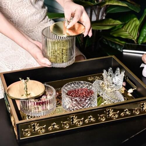 Retro Glass Storage Jars With Lids Sweets Food Snacks Tea Spice Grain Containers Kitchen Storage Can Decoration Golden