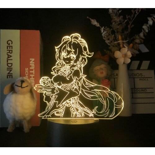 Game LED Night Light 3D Genshin Impact Acrylic Plug In Desk Lamp Smart Phone APP Control Nightlight With Various Colors