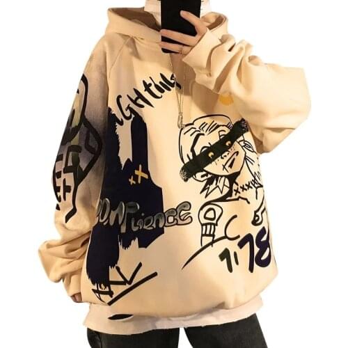 Hoody Streetwear Tops clothes plus size punk Large size women pullovers Hoodies sweatshirts print Anime women and men Hoodies