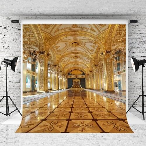 VinylBDS Photographic Background Golden Palace Noble Customizephotocallbackdrops Newborn Wedding Backdrop 8 X 8 Ft