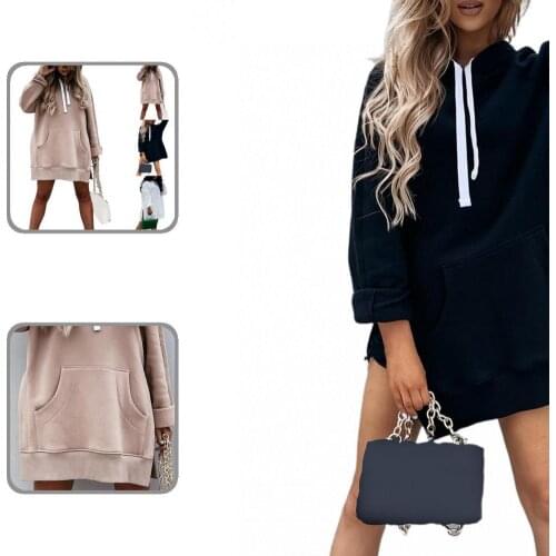 Lady Casual Solid Color Drawstring Hoodie Pullover Sweatshirt Front Patch Pocket for Running