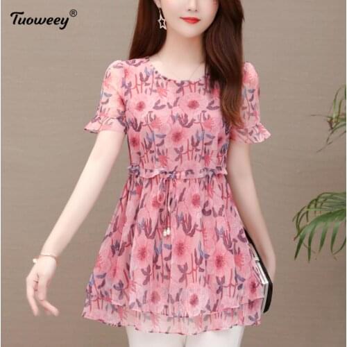 Womens tops and shirts 2021 autumn spring floral Tunic Shirt 3XL OFFICE Large Size Tops Loose tshirts camisa