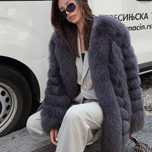 Fur real coat ladies natural fox fur coat women natural fox fur coat