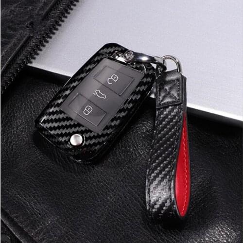 Carbon Fiber PC Hard shell Protection Remote Key Cover Case For Skoda Superb A7 For Volkwagen Passat B8 VW Golf Gte Car Styling