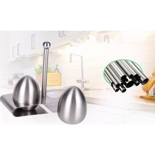 1set Cute Egg Shape Salt And Pepper Shakers High Quality Stainless Steel Salt Pepper Shaker Kitchen Gadget Accessories JO 1080