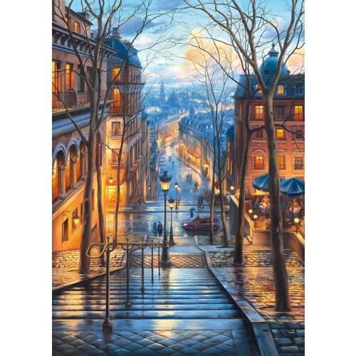 14/16/18/27/28 Scenic Street stairs city Arts Needlework 14CT Canvas Unprinted Handmade Embroidery DMC Cross Stitch Kits