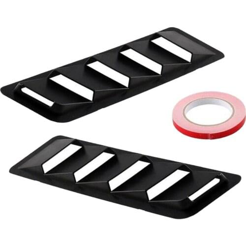 2pcs Car Universal Black Engine Hood Vent Louver Scoop Air Flow Intake Cooling Panel Cover Trim