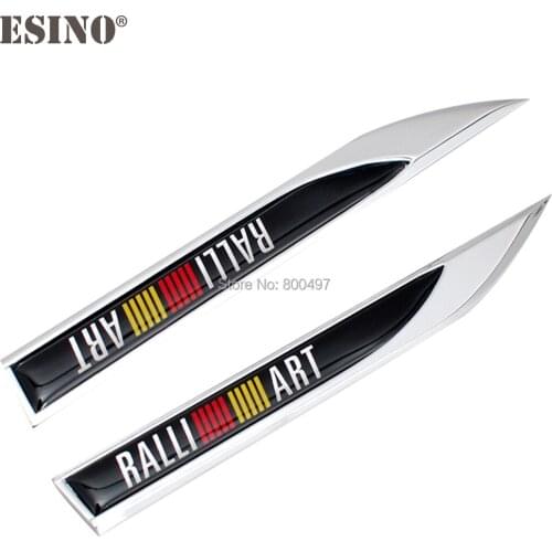 20 x Car Body Fender Side Metal Chrome Zinc Alloy Knife Side 3D Emblems Badges Decals For Ralliart Outlander Eclipse Lancer