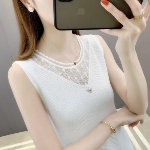 20051 will round collar lace sets splicing pure color ice vest