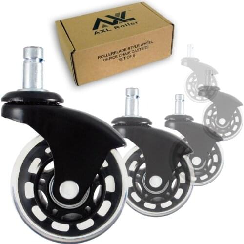 5 Pcs 2.5" Office Chair Caster Wheels PU Heavy Duty Smooth Caster Taiwan Made No Noise, Heavy Duty Casters for Hardwood Floors