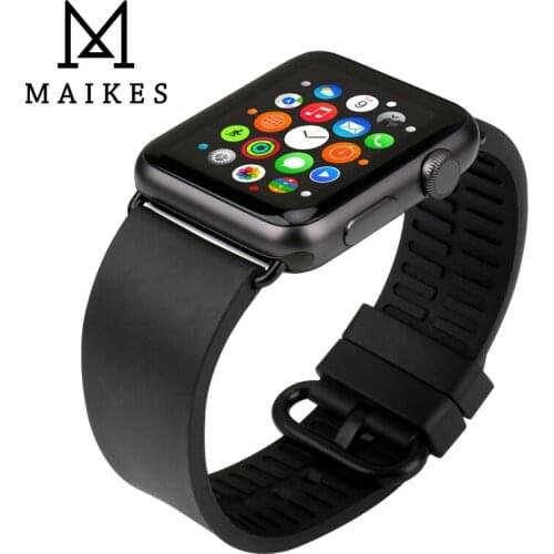 MAIKES Watch Accessories Black Fashion Sports Rubber For Apple Watch bands 44mm 40mm Apple Watch band 42mm 38mm iWatch 4 3 2 1