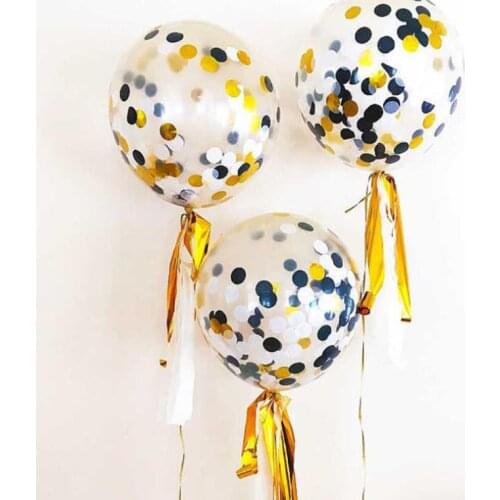 Large 18‘’ round transparent paper confetti latex balloons sequin balloon helium balloon can float birthday party wedding