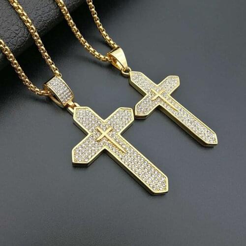Funmode Hip Hop Link Chain Gold Color Big Cross Pendant Necklace For Women Men Jewelry Accessories Bijoux FN133