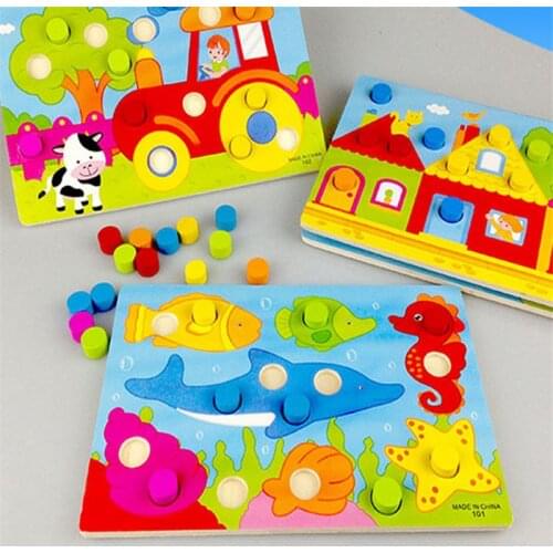 Wooden Colorful Cognition Board Montessori Educational Toys For Children Toy Jigsaw Kids Early Learning Color Match Game