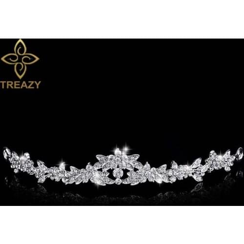 TREAZY Elegant Sparkling Crystal Rhinestone Crown Tiara Wedding Prom Bride Headband Wedding Headdress Bridal Hair Accessories