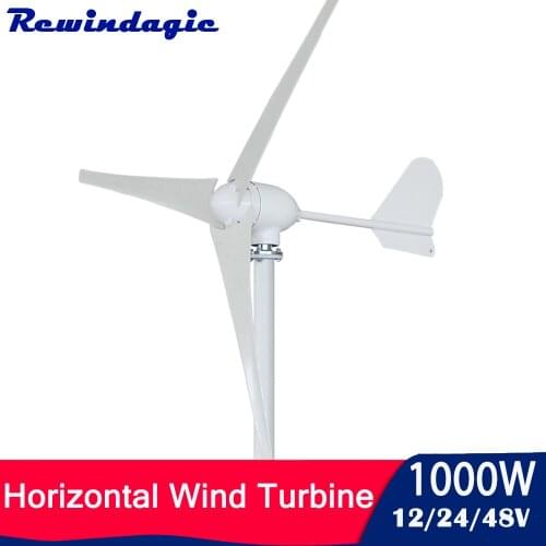 Horizontal 1000w Wind Turbine 12v 24v 48v Axis Wind Generator With Hybrd MPPT Controller Free Energy