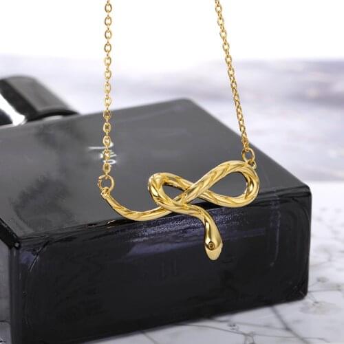 Goth Snake Shape Choker Necklaces for Women Collares Stainless Steel Animal Pendant Necklace Gold Chain Jewellery Christmas Gift