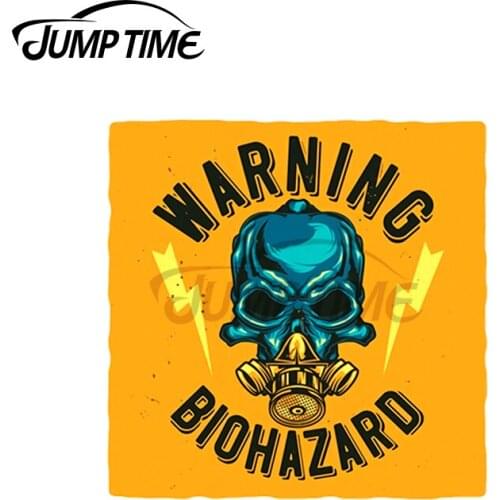 JumpTime 13 x 12cm For Warning Biohazard Skull At Gas Mask Funny Car Stickers Windshield Bumper Decal Creative Waterproof Decor