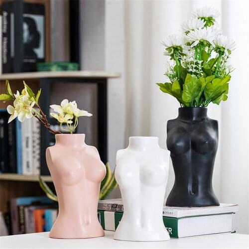 20cm Creative Human Body Vase Art Ceramic Sexy Vase Dried Flower Flower Arrangement Living Room Decoration Housewarming Gift