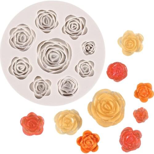 Rose Flower Silicone Mold 9 Cavity Rose DIY Cake Decorating Tools Fondant Chocolate Cupcake Gumpaste Candy Baking Mold