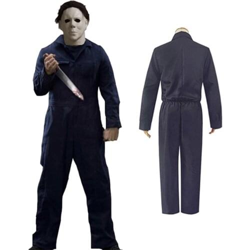 Movie Halloween Michael Myers Cosplay Costumes Murderer Uniform Mask Full Sets Head Masks For Men Women Halloween Carnival Party