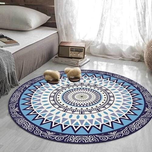 Triangle Geometric Flower Pattern Round Carpet Soft Carpets For Living Room Anti-slip Rug Chair Floor Mat Bedroom Decor Carpet