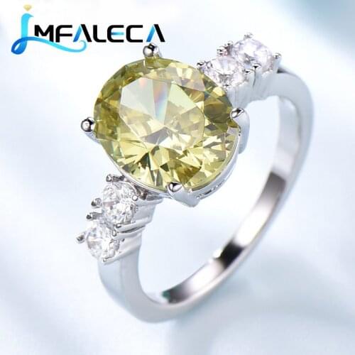 LMFALECA Wedding Yellow Cz White Topaz Ring for Women 925 Silver Wedding Gemstone Birthstone Luxury Jewelry Dropshipping