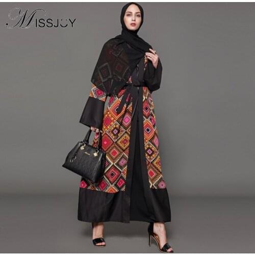 MISSJOY Open Abaya Dubai Moroccan Luxury Kaftans Muslim Party Dresses Women robes printed cardigan Islamic Turkish Plus size 5XL