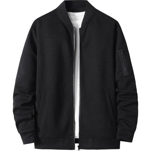 2021 New Men Casual Stripe Bomber Jacket Male Black Round Neck Cotton Jacket jaqueta masculina chaquetas hombre