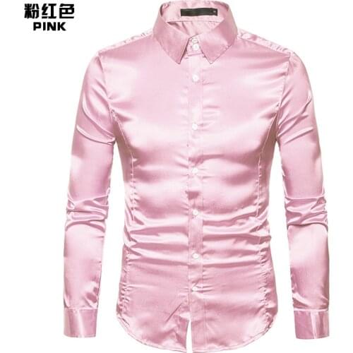 European size mens shirt, high quality casual fashion shirt, bright face long sleeve Lapel shirt