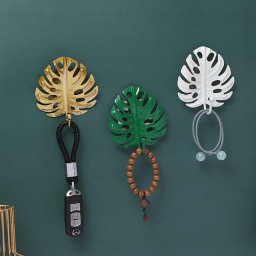 Nordic Hook Purse Hanger Creative Golden Leaf Shape Coat Rack Wall Coat Key Holder No-Hole Home Wall Hanging Decoration