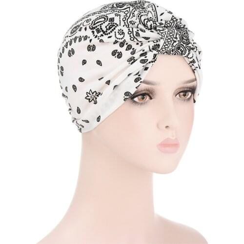 New African Print Muslim Turban Hat Twist Knot India Hat Head Cover Bonnet Headscarf Ladies Chemo Caps Bandanas Hair Accessories
