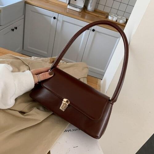2020 new ladies shoulder bag PU leather solid color bag bag stone pattern women bag retro hand ladle shoulder underarm bag