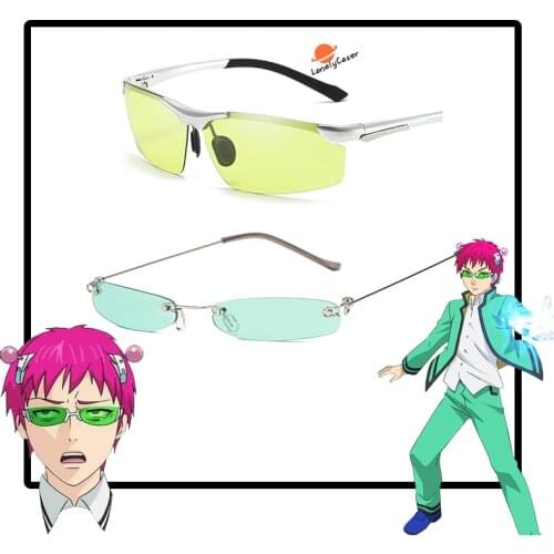 Anime No Sai-nan The Disastrous Life Saiki Kusuo Sunglasses PSI Saiki K Cosplay Props Eyeglasses Green Glasses Accessory Party