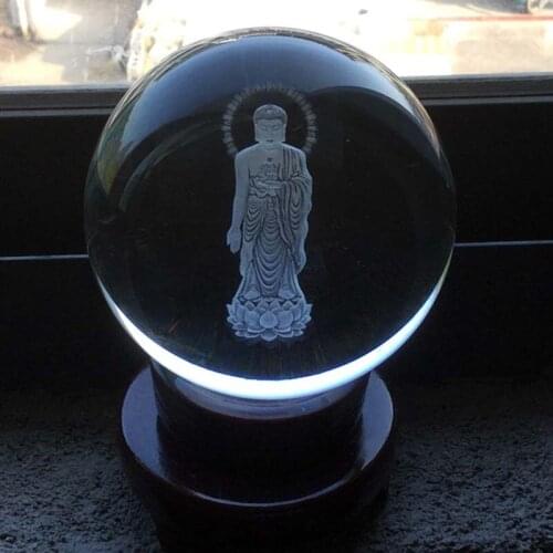 Wholesale Buddhist supply HOME Altar Efficacious bless safe good luck health Sakyamuni Amitayus buddha 3D Crystal ball talisman