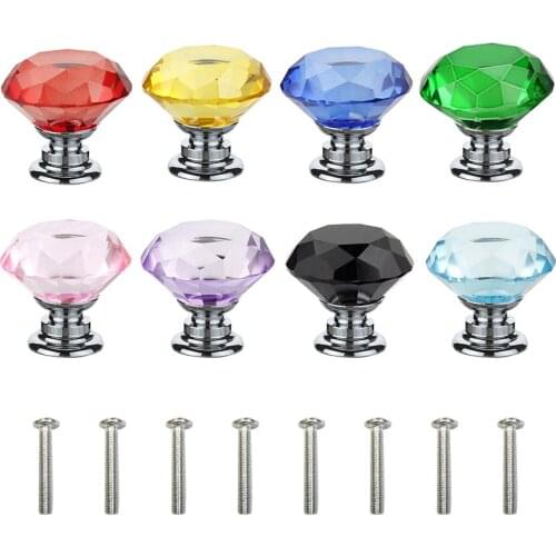 ETUUD 1/10Pcs Crystal Glass Clear Door Knob Drawer Cabinet Furniture Handle Pulls 30mm Stylish Diamond Drawer Pull Knob Handle