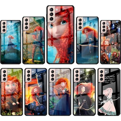 Merida Brave Disney Princess for Samsung Galaxy S21 Ultra Plus A72 A52 4G 5G M51 M31 M21 Luxury Tempered Glass Phone Case Cover