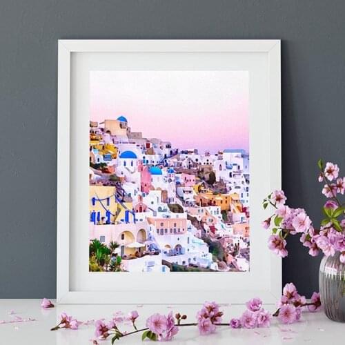 Santorini Print Santorini Greece Landscape Watercolor Painting Home Decor Traveler Gift Canvas Poster Wall Picture Decoration