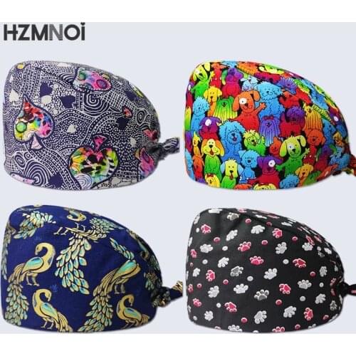 Personalized Printing Scrubs Hats Adjustable Scrub Hat Beauty Salon Work Scrub Cap Laboratory Pet Shop Scrub Hat Nurse Cap