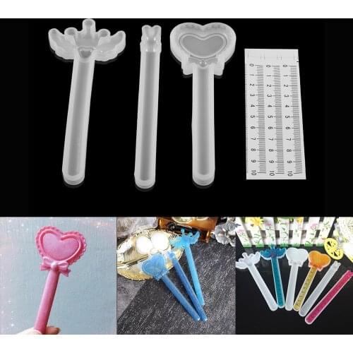 1pcs Crown Rabbit Wing Cartoon Magic Wand Silicone Mold Ruler Epoxy Resin Mould For DIY Craft Jewelry Making Kid Toy Accessories