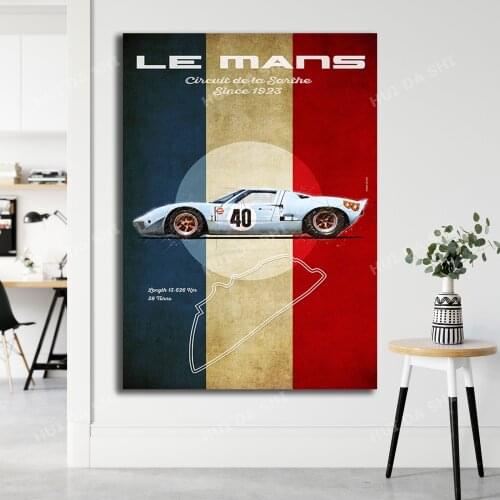 Le Mans GT40 Blue Poster - Wall Decor - Singer Poster- Wall Art- Frame NOT included