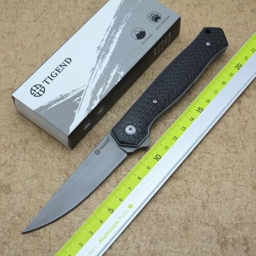 TIGEND 1067 flip folding knife ball bearing D2 blade carbon fiber / G10 handle outdoor camping multi-purpose hunting EDC tool