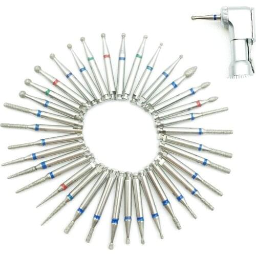 10pcs/box Dental Low Speed Diamond Burs For RA 2.35mm Shank Handpiece RA Diamond Burs Drill Polisher 36 Models Optional