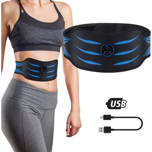 EMS Abdominal Muscle Stimulator Trainer USB Charging Fitness Equipment Training Gear Muscles Electrostimulator Toner Massage